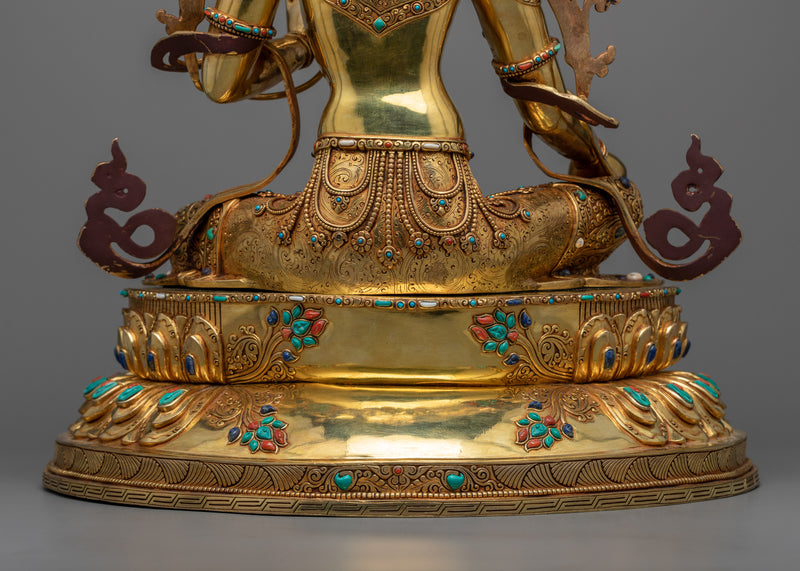 Experience Enlightenment with Our Green Tara Statue Lotus | Sacred Art