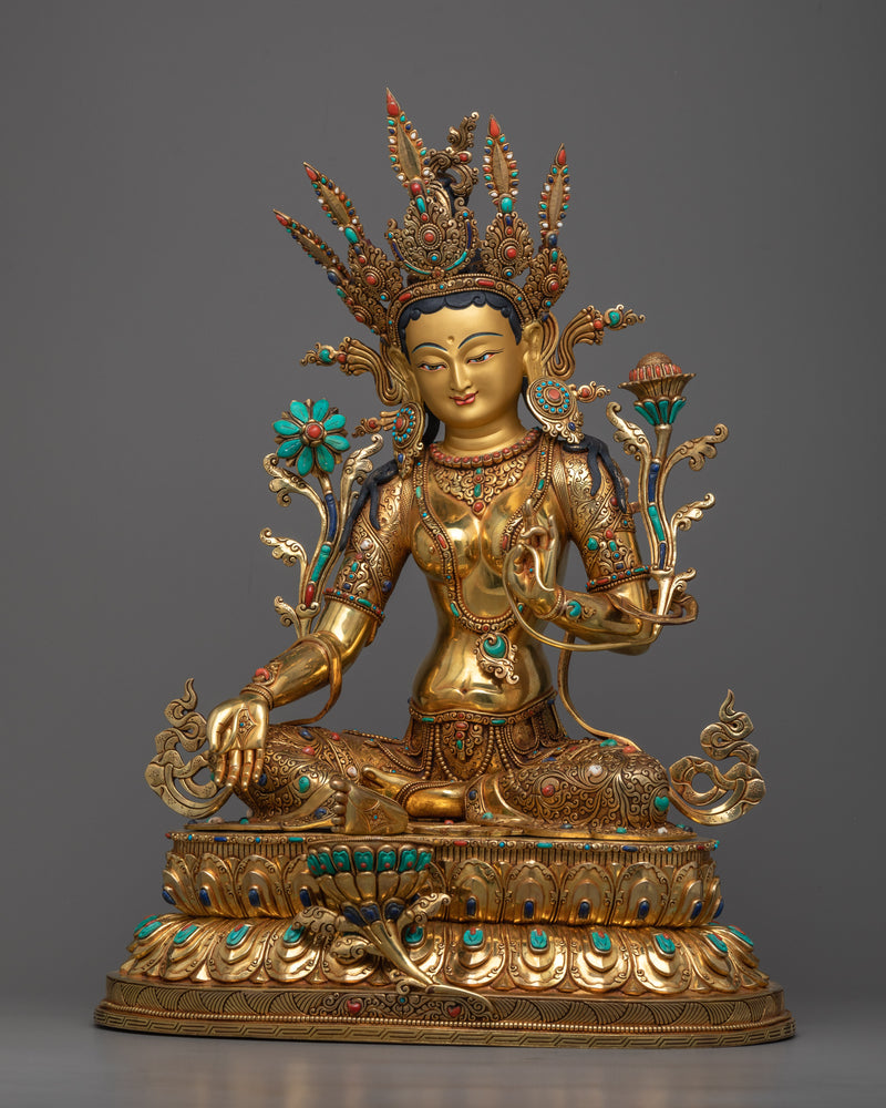 Experience Enlightenment with Our Green Tara Statue Lotus | Sacred Art