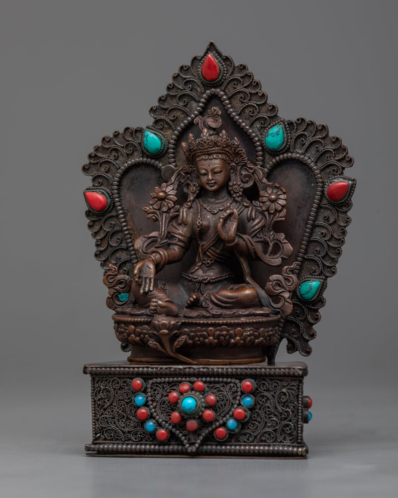 A Green Tara Statue Made with Machine for Details | Buddhism Compassion Goddess