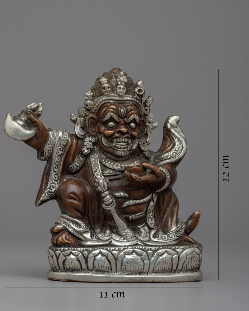 Welcome Protection with Our Mini Mahakala Bernagchen Copper Statue | Machine Molded Statuette