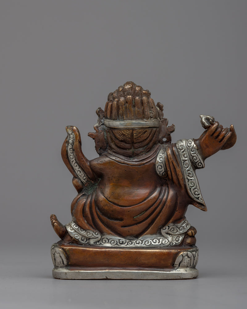 Welcome Protection with Our Mini Mahakala Bernagchen Copper Statue | Machine Molded Statuette