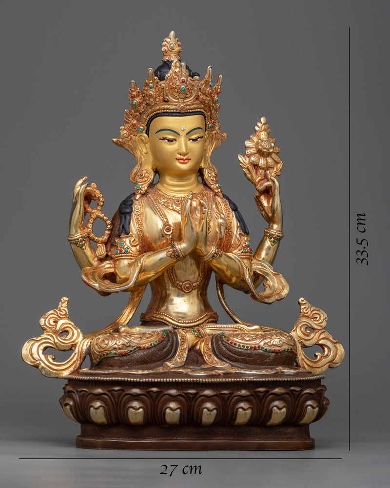 4-Armed Chenrezig Sadhana Statue | Enhance Your Spiritual Journey