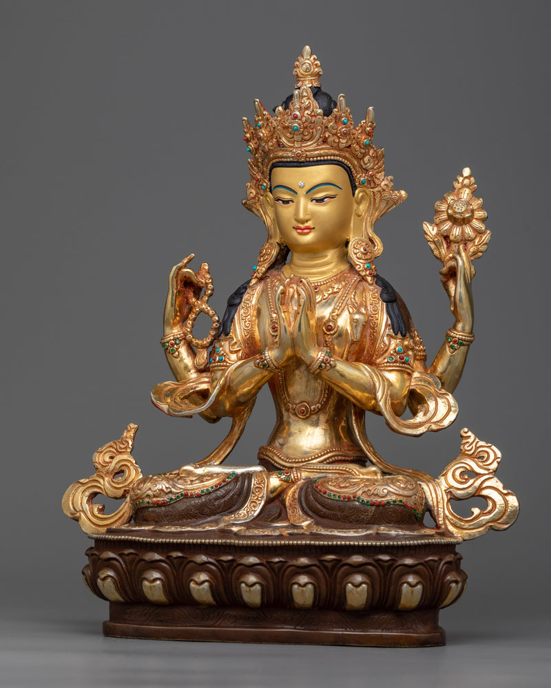4-Armed Chenrezig Sadhana Statue | Enhance Your Spiritual Journey