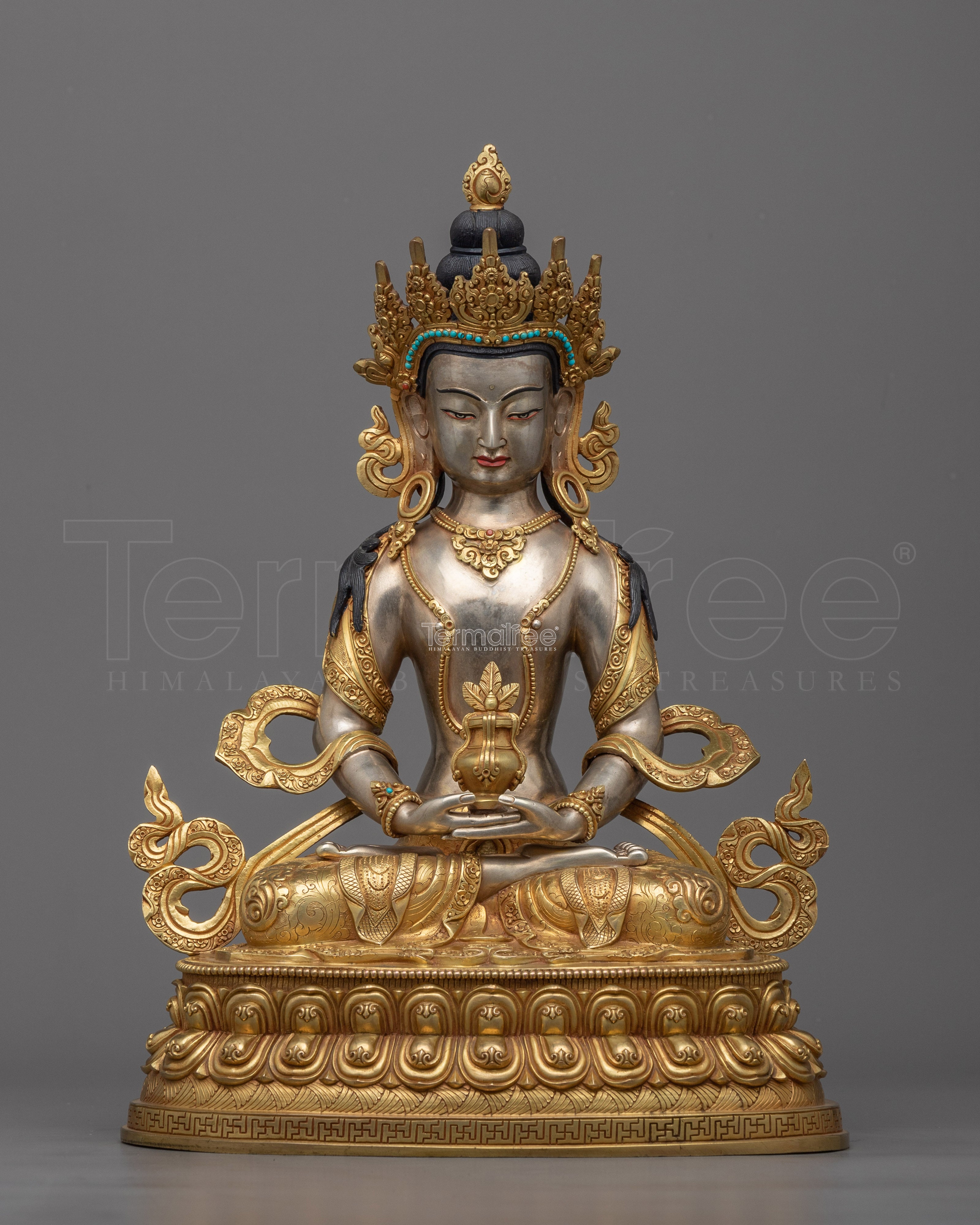 Amitayus Silver Statue | Immerse in the Aura of Immortality