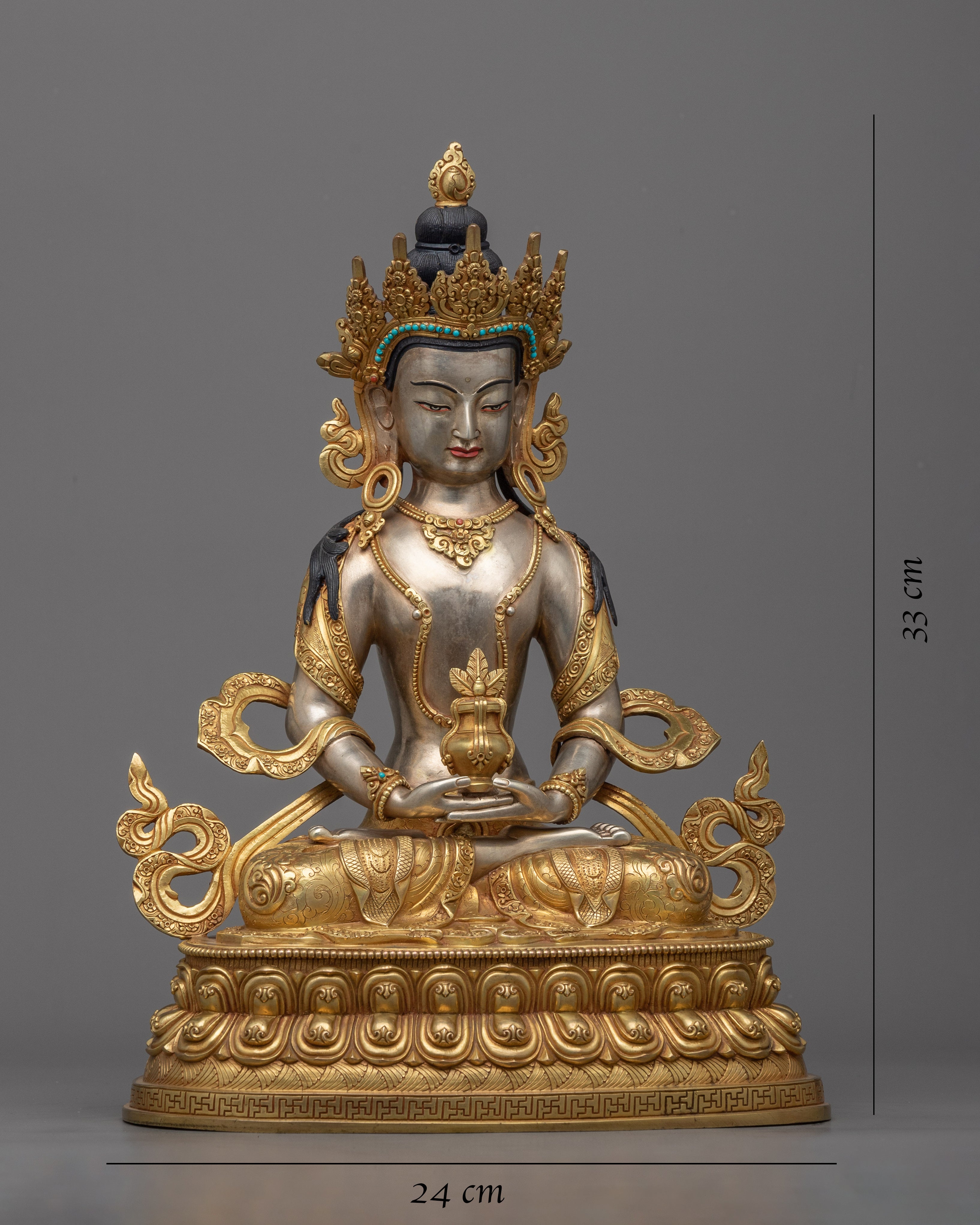 Amitayus Silver Statue | Immerse in the Aura of Immortality