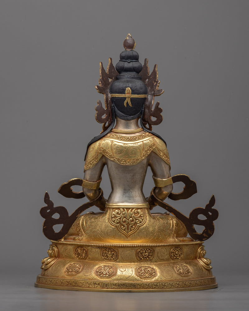 Amitayus Silver Statue | Immerse in the Aura of Immortality