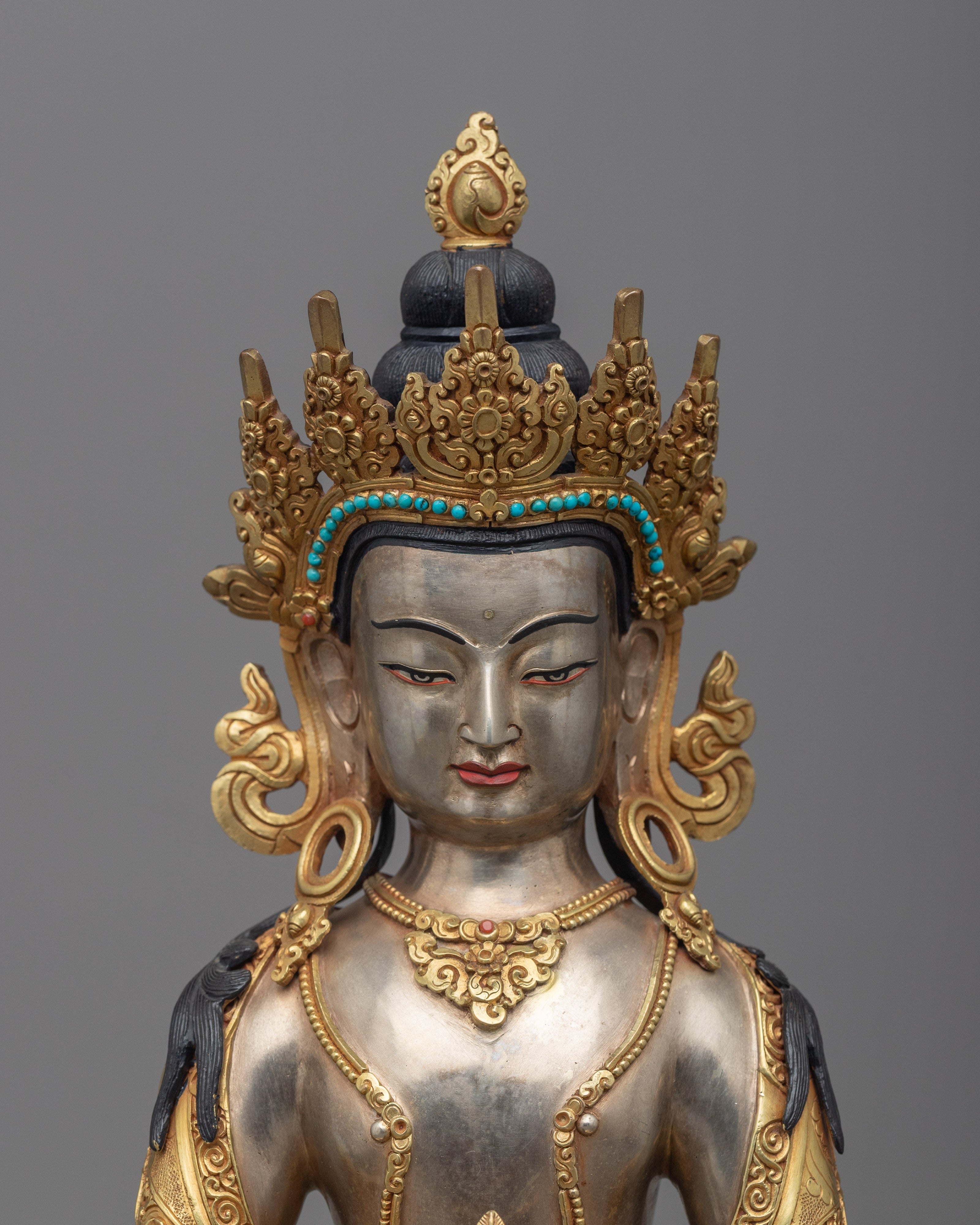 Amitayus Silver Statue | Immerse in the Aura of Immortality