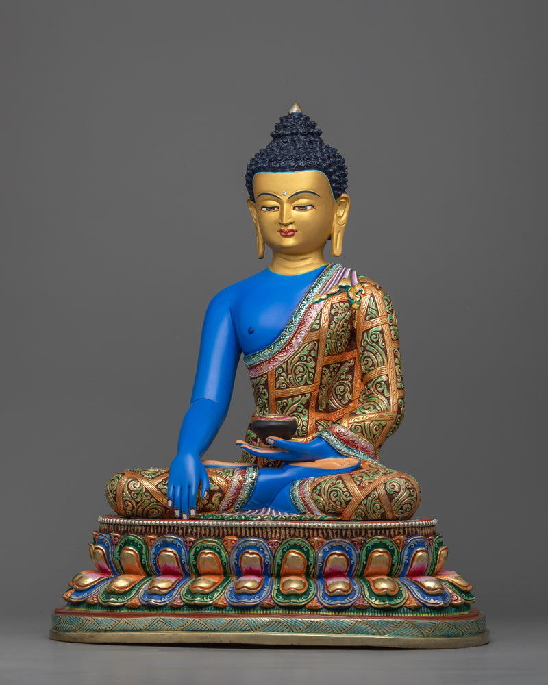 Gautama Buddha Sculpture | Rich Blue Acrylic Painted Buddha Statue