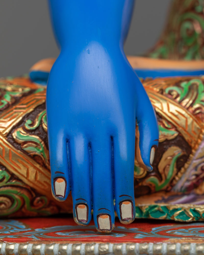 Gautama Buddha Sculpture | Rich Blue Acrylic Painted Buddha Statue