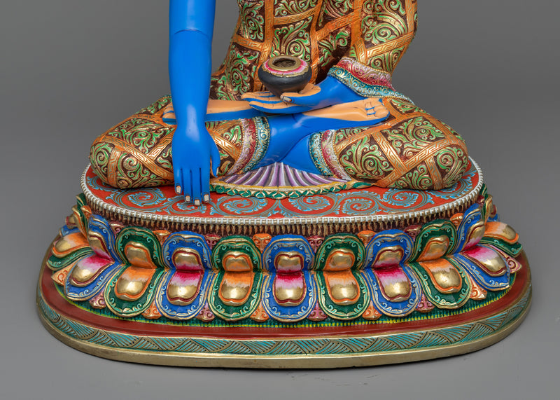 Gautama Buddha Sculpture | Rich Blue Acrylic Painted Buddha Statue