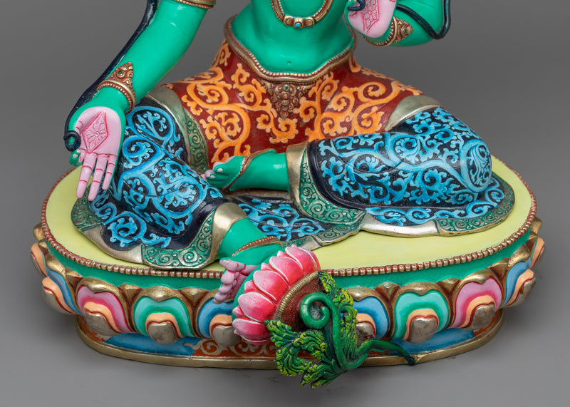 Immerse in Compassionate Tranquility with Buddha Tara Statue | Green Tara Sculpture