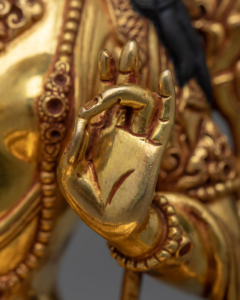 Inspire Active Compassion with Tibetan Tara Statue | Triple Layers of 24K Gold Gilded