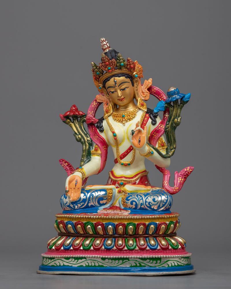 Majestic White Tara Devi Statue | The Goddess of Compassion and Longevity