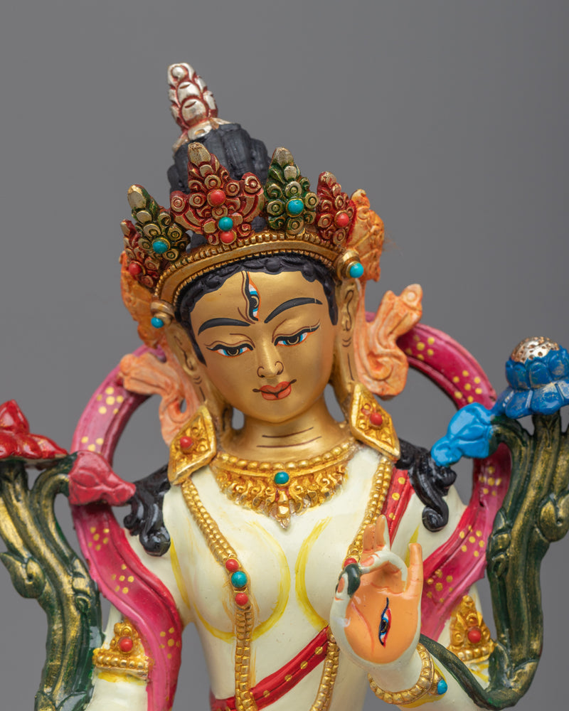 Majestic White Tara Devi Statue | The Goddess of Compassion and Longevity