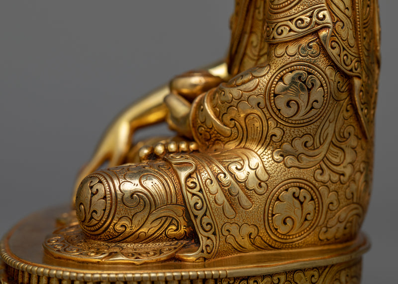 Buddha Shakyamuni Sculpture | 24K Gold Gilded Artwork