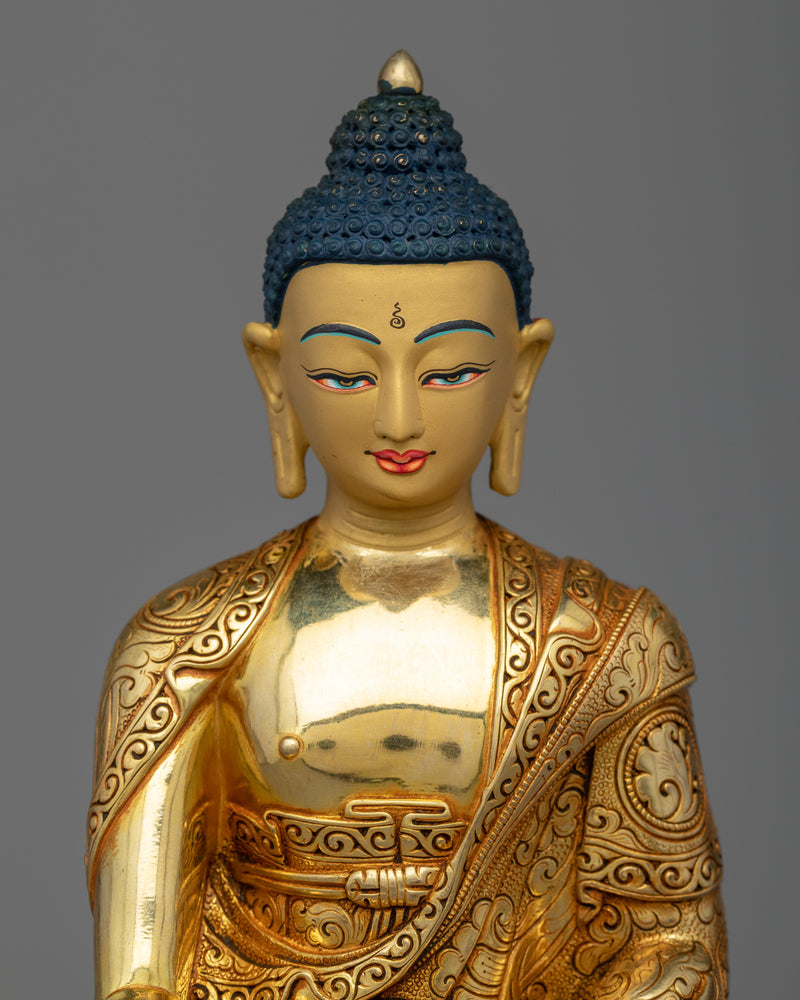 Buddha Shakyamuni Sculpture | 24K Gold Gilded Artwork
