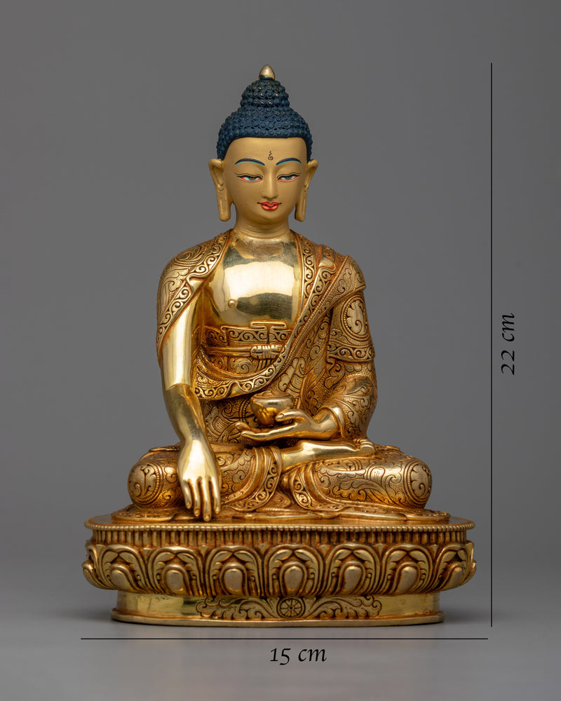 Buddha Shakyamuni Sculpture | 24K Gold Gilded Artwork