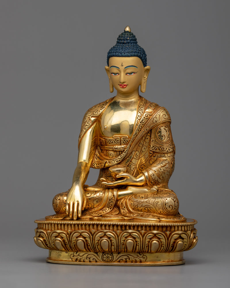 Buddha Shakyamuni Sculpture | 24K Gold Gilded Artwork