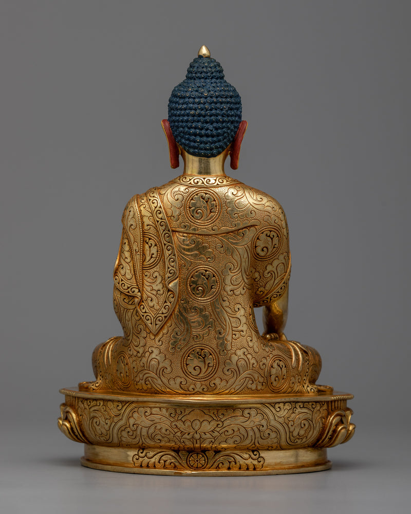 Buddha Shakyamuni Sculpture | 24K Gold Gilded Artwork