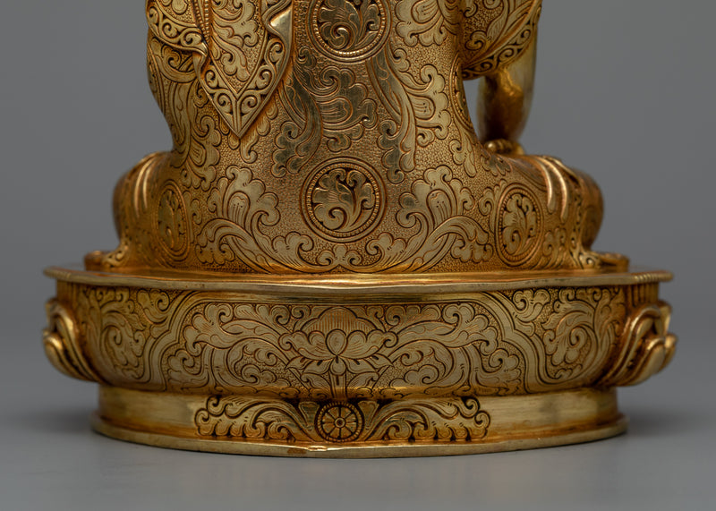Buddha Shakyamuni Sculpture | 24K Gold Gilded Artwork