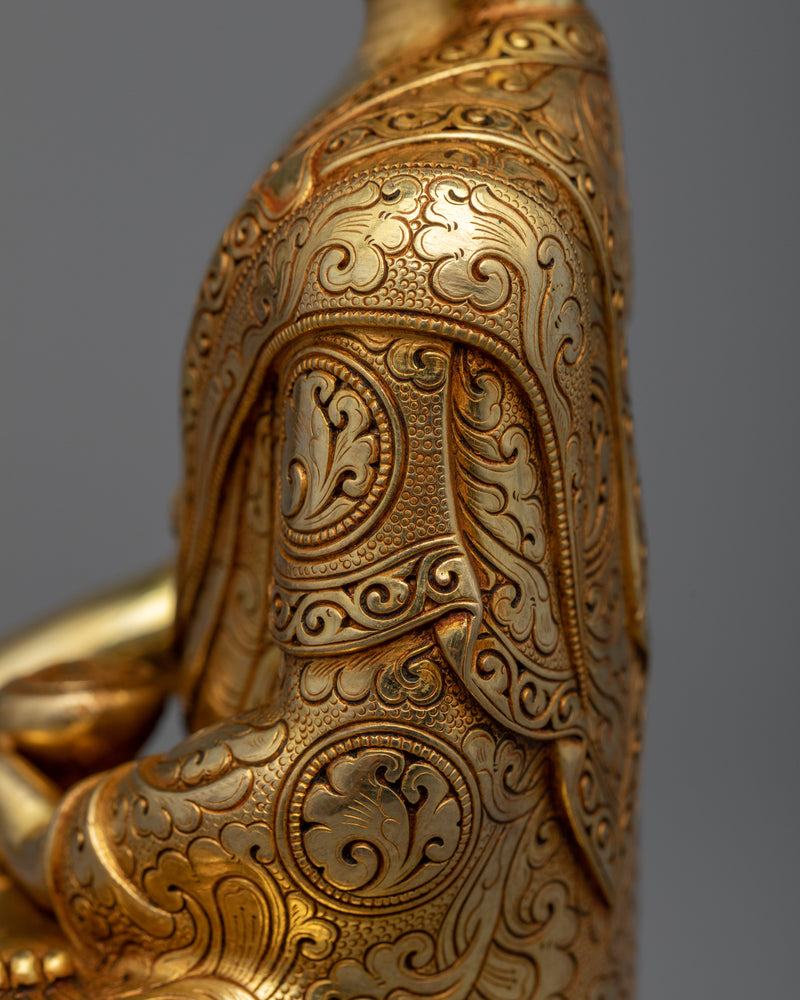 Buddha Shakyamuni Sculpture | 24K Gold Gilded Artwork