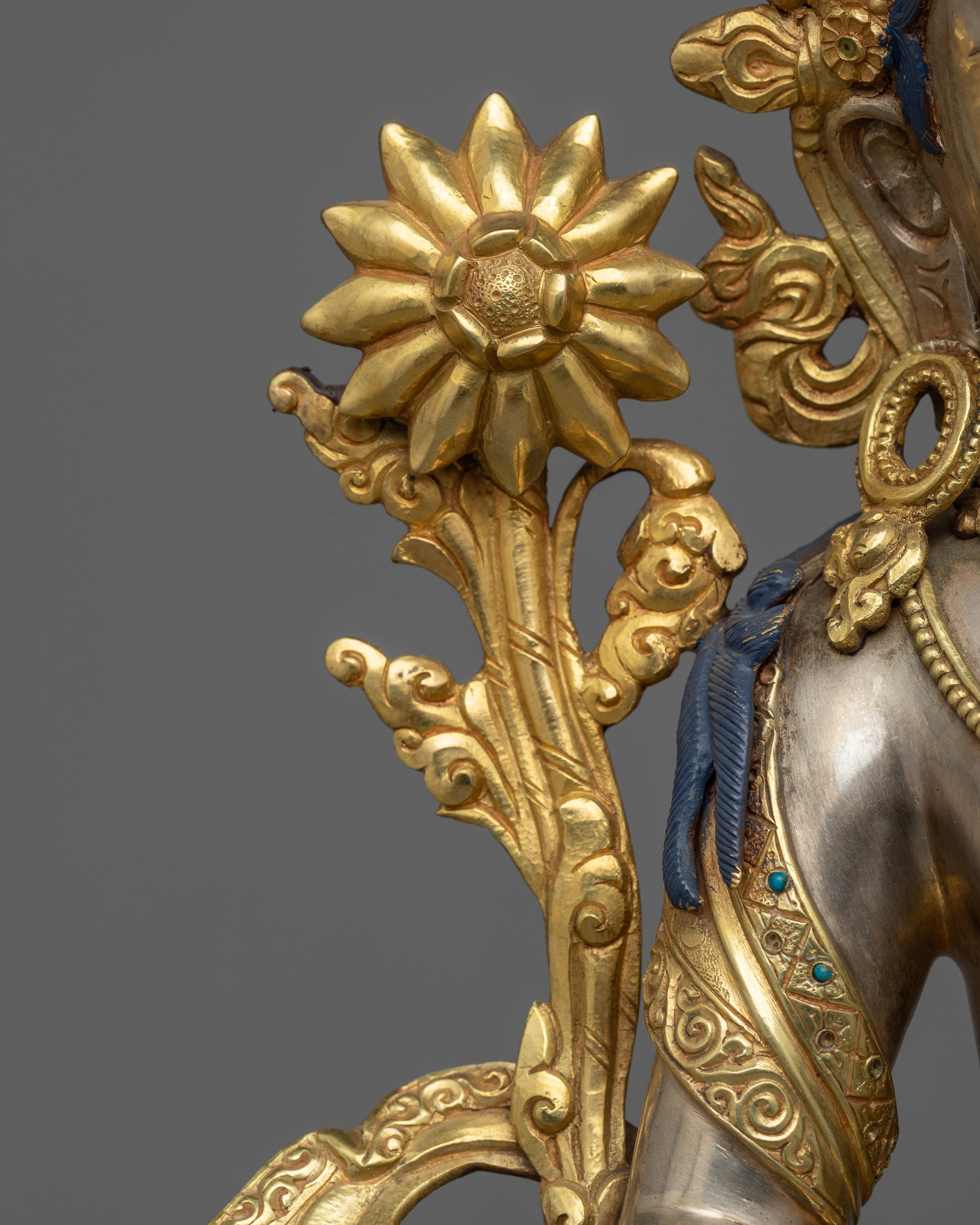 White Tara Buddhist Goddess of Compassion Statue | Himalayan Pure Silver Sculpture