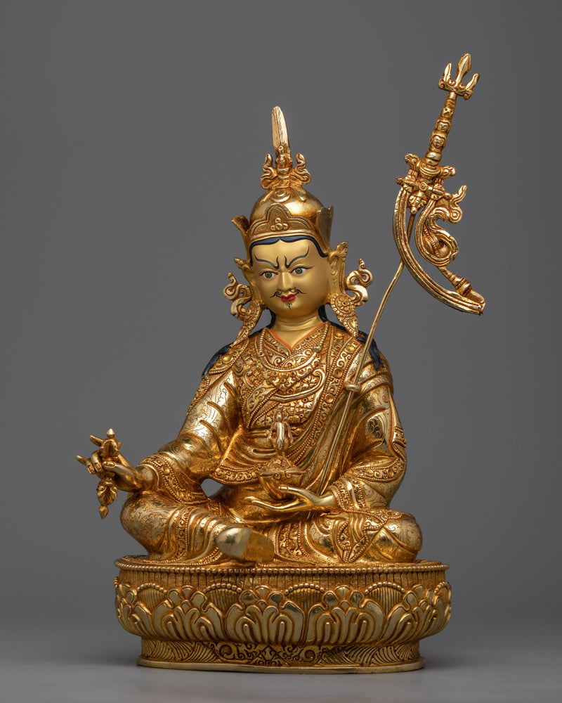 Guru Rinpoche 24k Gold Gilded Statue | Second Buddha of Tibet