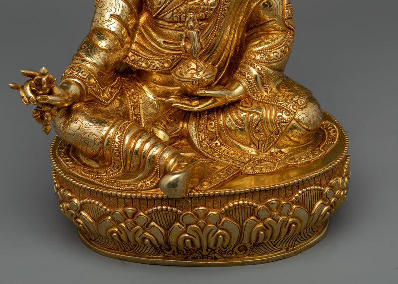 Guru Rinpoche 24k Gold Gilded Statue | Second Buddha of Tibet