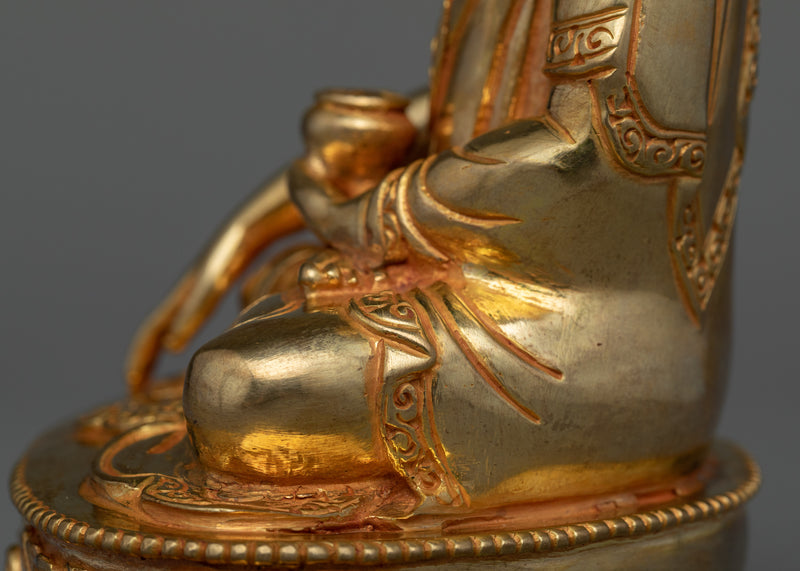 Discover Tranquility with our Nepalese Sculpture | Shakyamuni Buddha Gold Gilded Statue