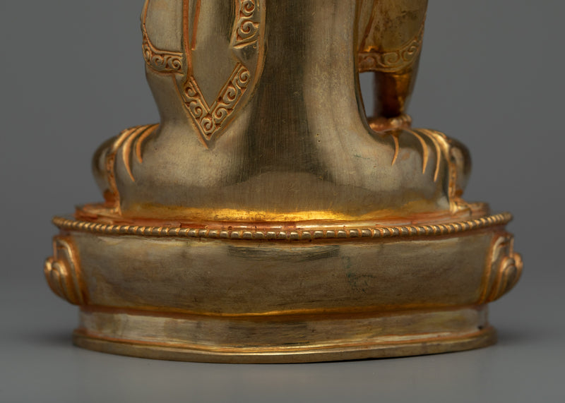 Discover Tranquility with our Nepalese Sculpture | Shakyamuni Buddha Gold Gilded Statue