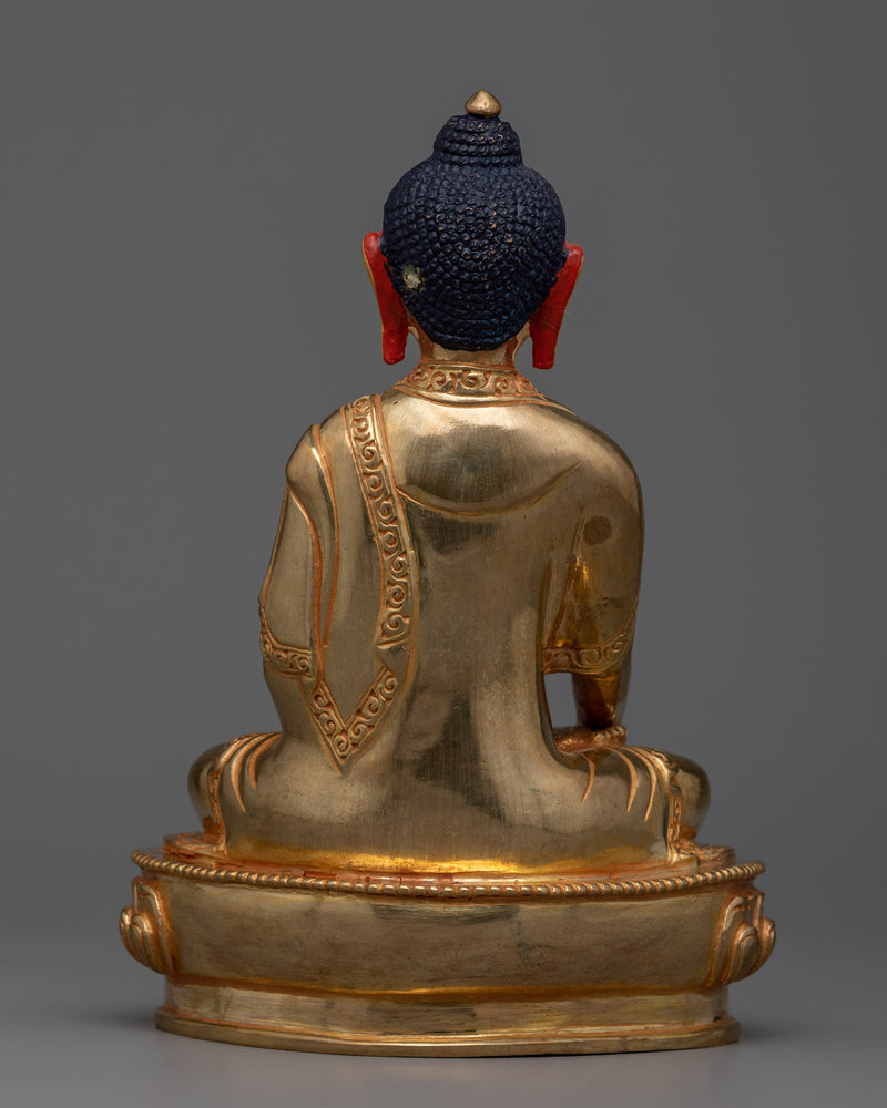 Discover Tranquility with our Nepalese Sculpture | Shakyamuni Buddha Gold Gilded Statue
