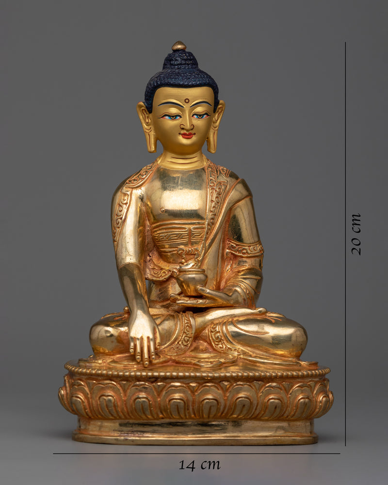 Discover Tranquility with our Nepalese Sculpture | Shakyamuni Buddha Gold Gilded Statue