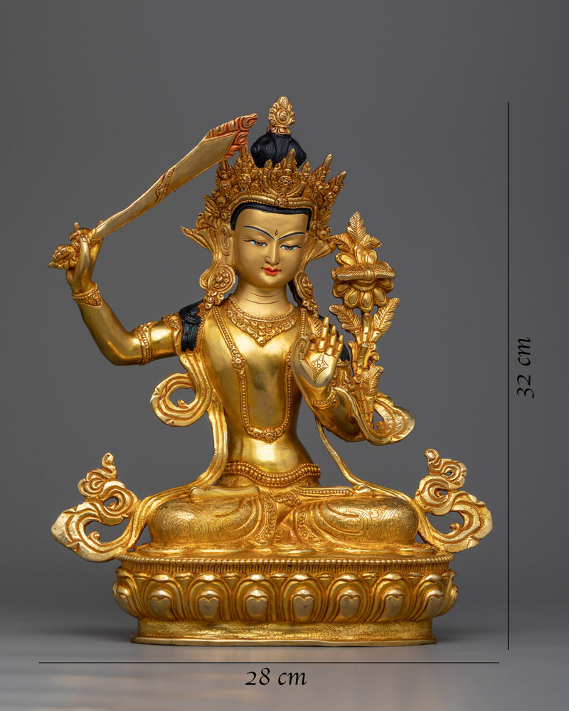 Light up Wisdom with our Manjushri Copper Sculpture | Divine Enlightenment