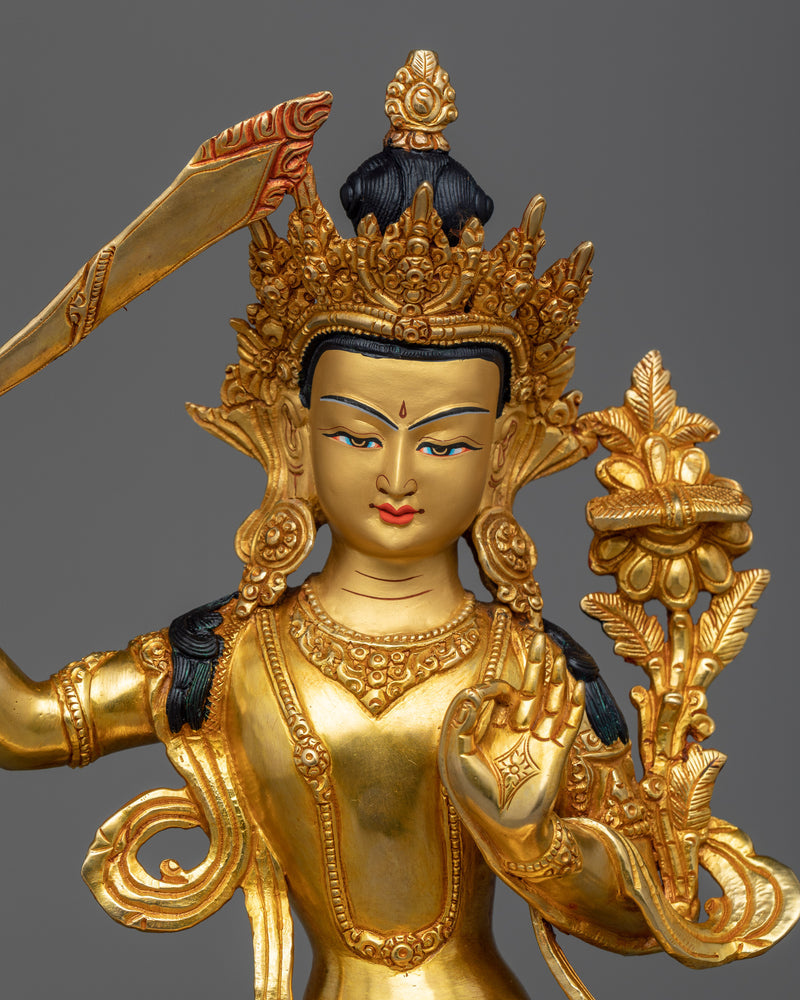 Light up Wisdom with our Manjushri Copper Sculpture | Divine Enlightenment