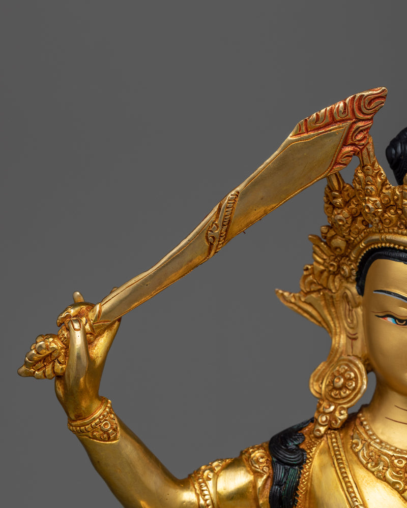 Light up Wisdom with our Manjushri Copper Sculpture | Divine Enlightenment
