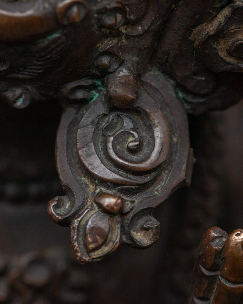 Oxidized Copper Panjarnata Mahakala Statue | Embrace Protection with Protection Deity