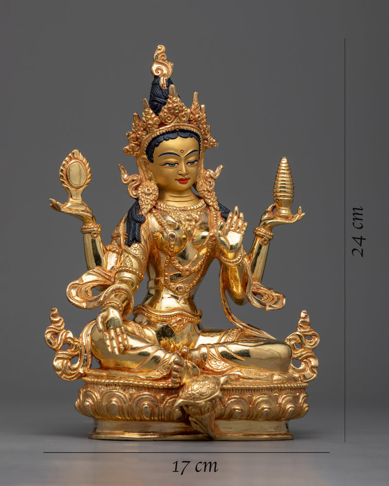 Godess Laxmi, The Deity of Wealth Statue | Lakshmi, Gold Gilded Sculpture