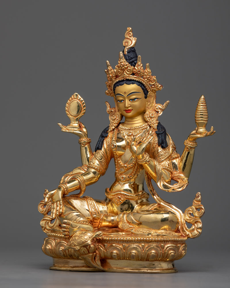 Godess Laxmi, The Deity of Wealth Statue | Lakshmi, Gold Gilded Sculpture