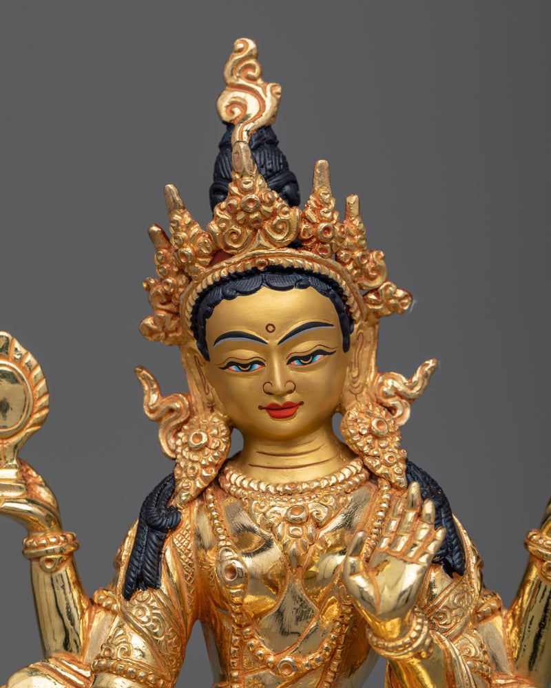 Godess Laxmi, The Deity of Wealth Statue | Lakshmi, Gold Gilded Sculpture