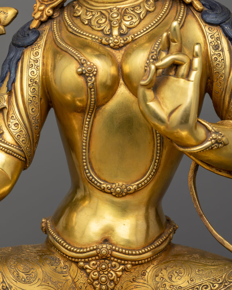 Gold Gilded Female buddha statues | Exquisite Green Tara Statue