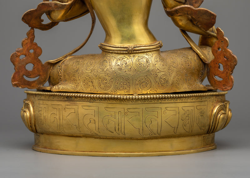 Gold Gilded Female buddha statues | Exquisite Green Tara Statue