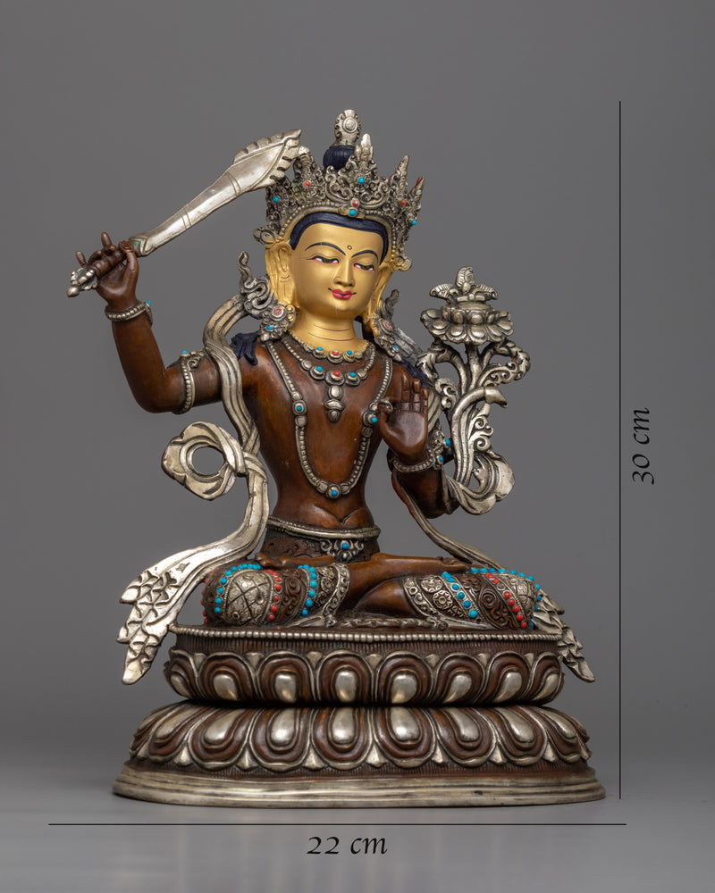 Bodhisattva of Wisdom Manjushri Statue | Oxidized Copper Sculpture