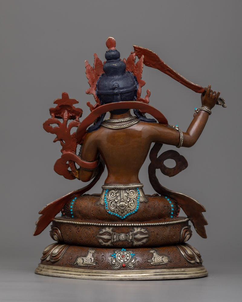 Bodhisattva of Wisdom Manjushri Statue | Oxidized Copper Sculpture