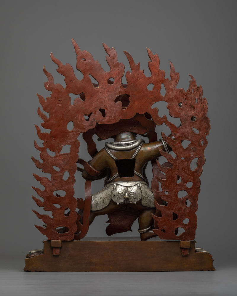 Vajrapani Bodhisattva Mantra Filled Statue | Silver Plated, Oxidized Copper Artistry