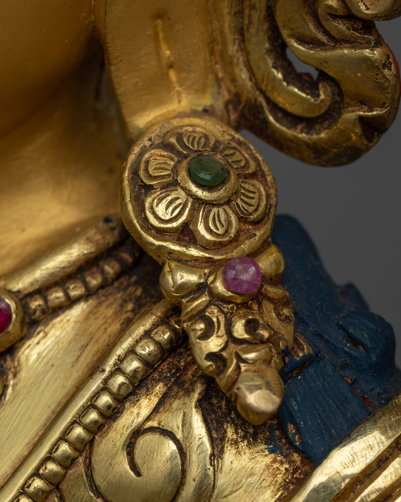 Compassion and Enlightenment with Green Tara Symbolism | Gold Gilded Tara Statue
