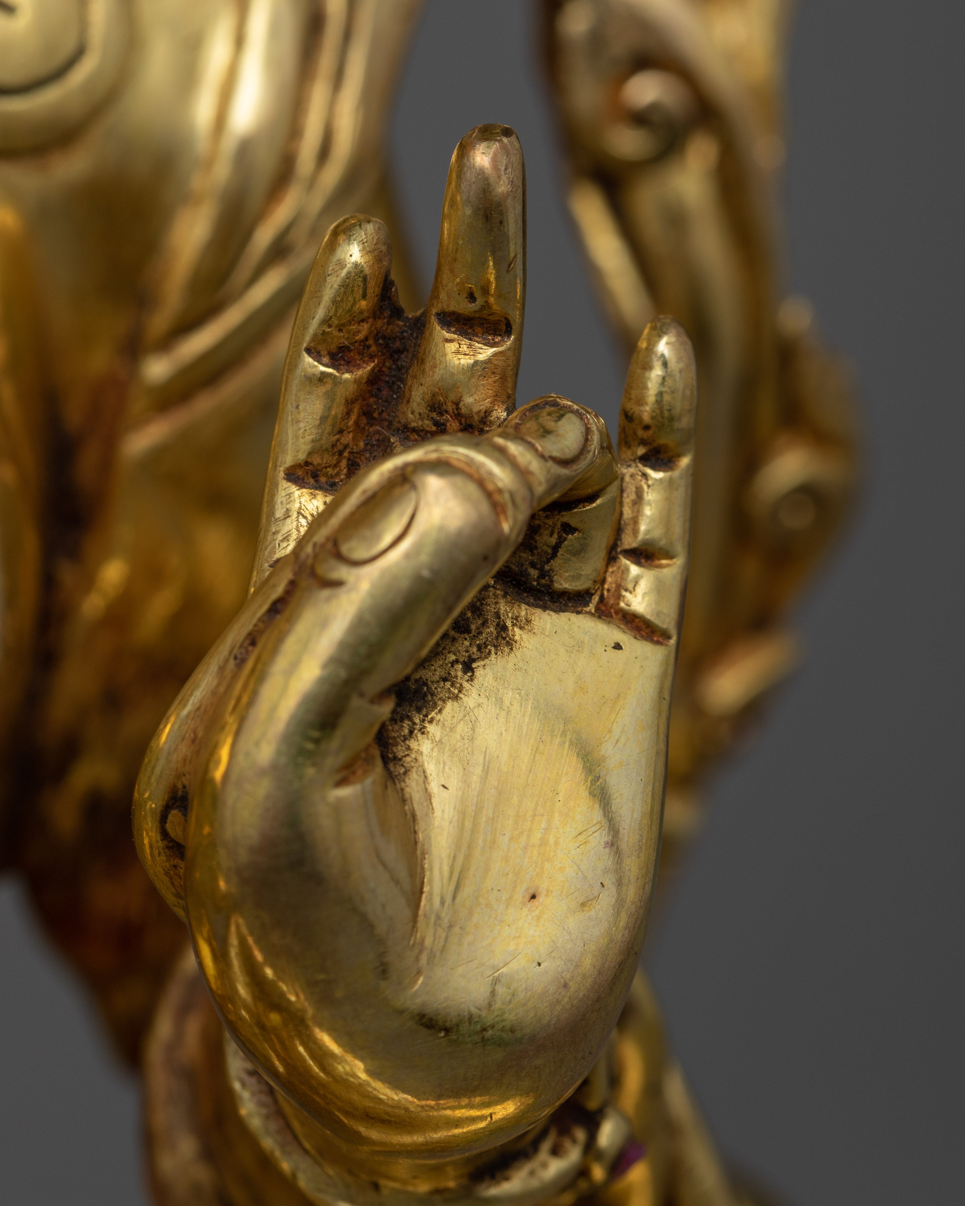Compassion and Enlightenment with Green Tara Symbolism | Gold Gilded Tara Statue