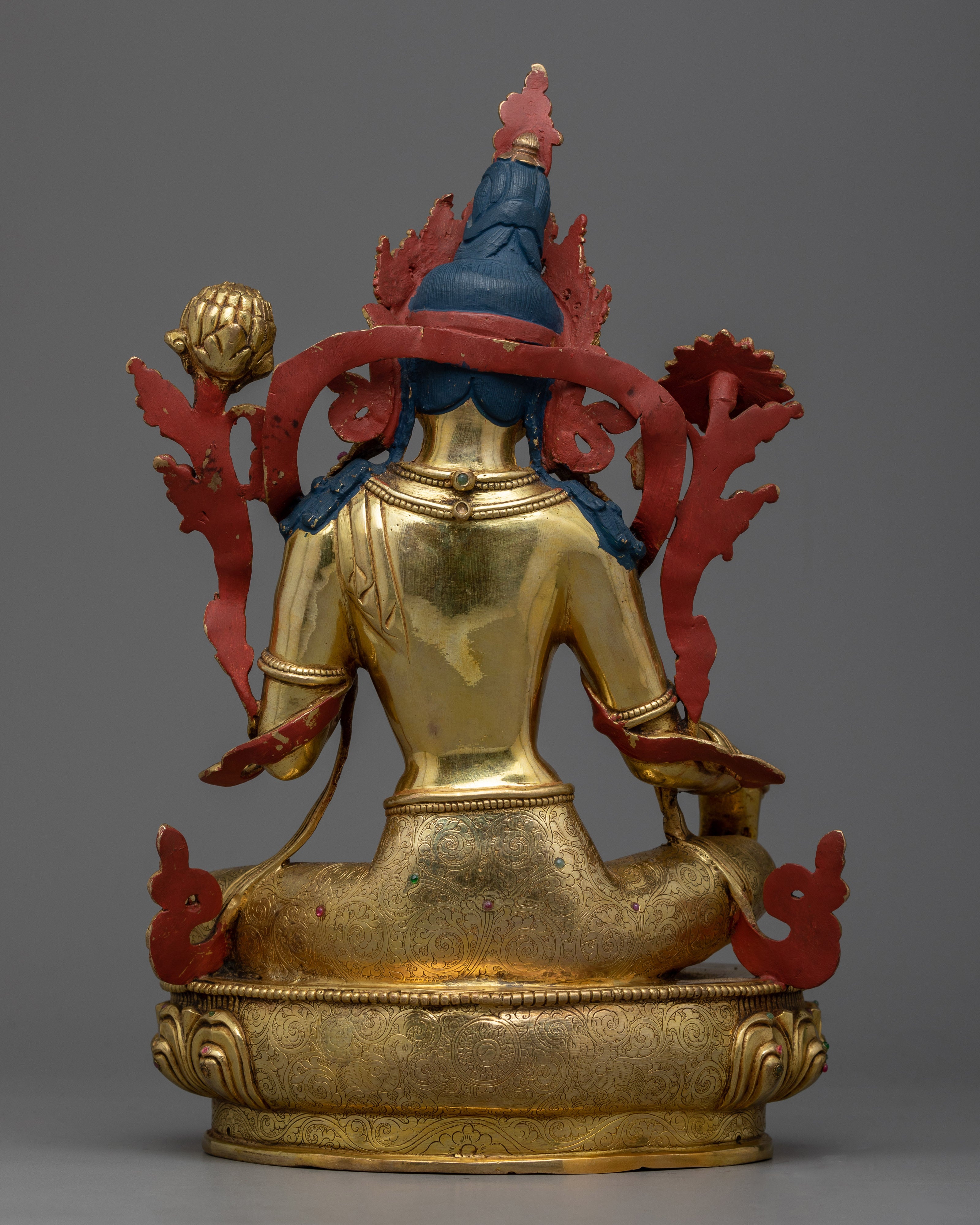 Compassion and Enlightenment with Green Tara Symbolism | Gold Gilded Tara Statue