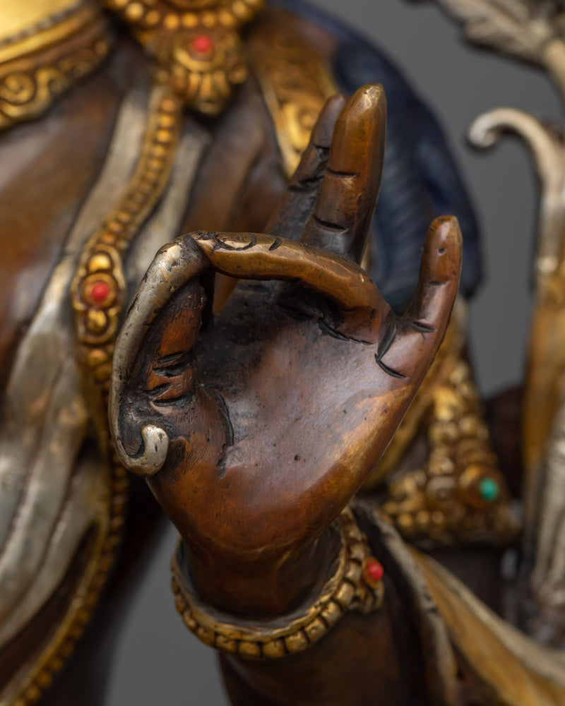 Experience the Divine Green Tara Devi Statue | Nepalese Oxidized Copper Art