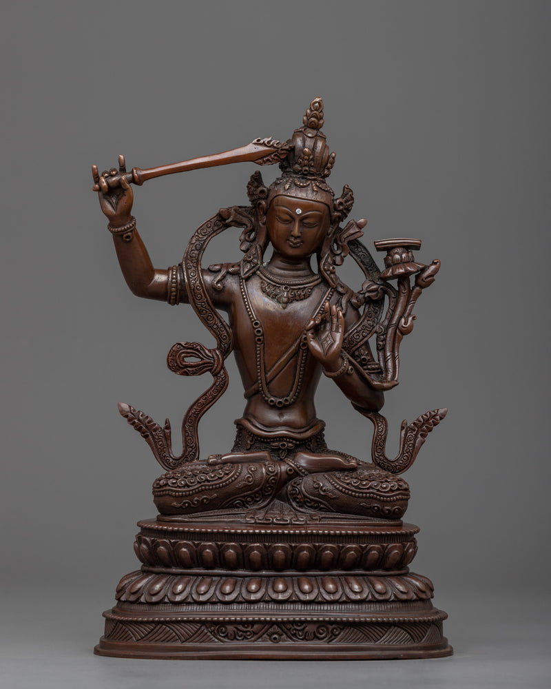 Immerse in Buddhist Teachings with the Five Bodhisattvas Statue Set | Oxidized Sculpture Set
