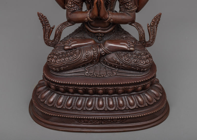 Avalokiteshvara Lord of Who Witnesses Cries of the Ignorant | Oxidized Copper Chenrezig Statue